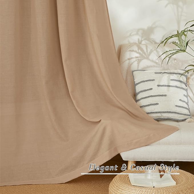NICETOWN Camel Linen Doorway Curtains 80 inches Long, Grommet Thick Linen Weave - Image 3