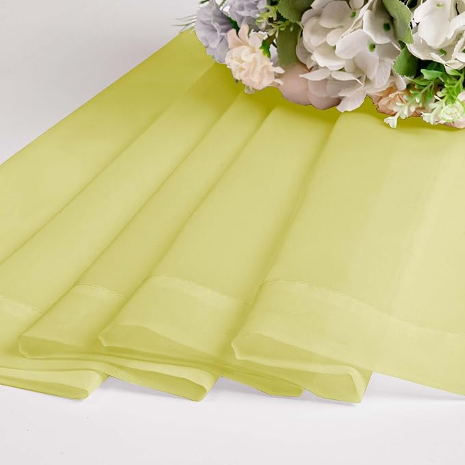 OWENIE Short Lemon Sheer Curtains 30 Inch Length 2 Panels Set, Kitchen Curtains - Image 7