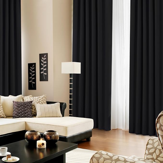 Deconovo Blackout Curtains, Thermal Insulated, W52 x L95 2 Panels, Back Tab - Image 4