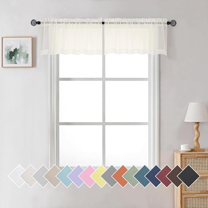 Aiyufneg Ivory Window Valances Sheer Curtains, Modern Top Dual Rod Pocket Light by Aiyufeng