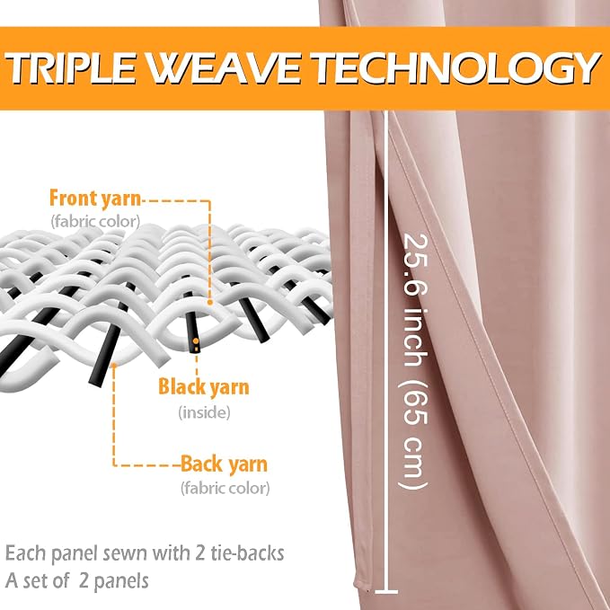 Blackout Curtains for Bedroom, 2 Drape Panels, 42 x 54 Inch | Thermal Insulated - Image 3