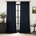 MIULEE Navy Blue Pinch Pleated 100% Blackout Linen Curtains 40x102 Inches | by MIULEE