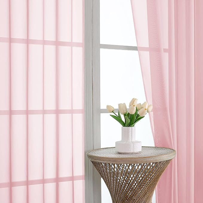 OVZME Blush Pink Bedroom Curtains 96 Length - Image 3