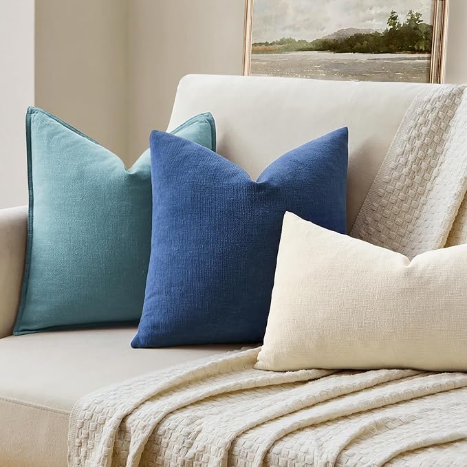 MIULEE Navy Blue Chenille Couch Throw Pillow Covers, 18x18 | Set of 2, Soft - Image 2