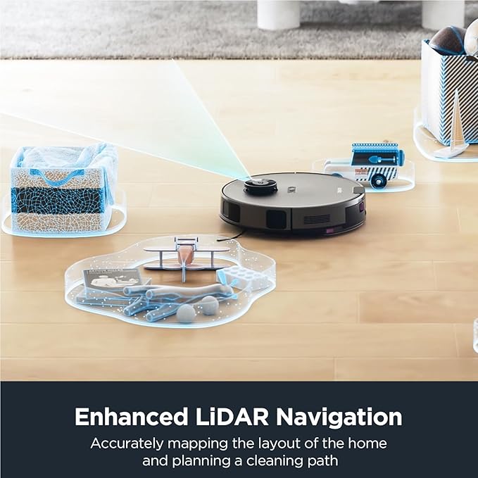 Eureka Robot Vacuum with Bagless Self Emptying Station, 2 in 1 Robotic Vacuum and Mop Combo, 60-Day Capacity, 4000Pa Suction, Auto Lifting Mop, LiDAR Navigation,NER E10s