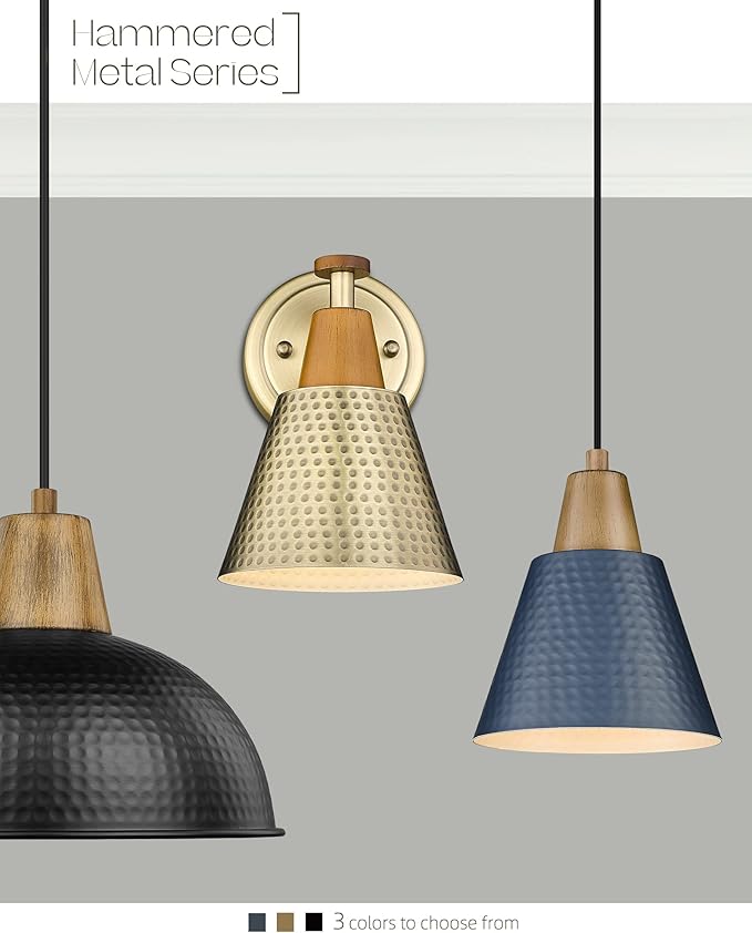 FEMILA Bathroom Light Fixtures 2 Pack, Antique Brass Vanity Light with Hammered Metal Shade, 2-Lights Bath Wall Mounted Lights Wall Lamp for Mirror Kitchen Bedroom, 4FG59B-2 BG