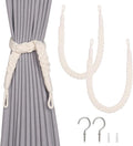 NICEEC 2 Pack Natural Cotton Rope Curtain Tiebacks Elegant Boho Style by NICEEC