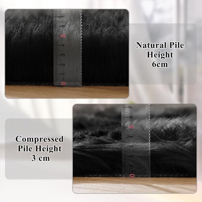 ORINOVA Washable Faux Fluffy Fur Round Area 6.6ft Rugs - Image 5