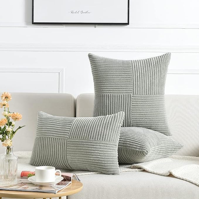 Fancy Homi 2 Packs Grey Decorative Throw Pillow Covers 16x16 Inch - Image 6