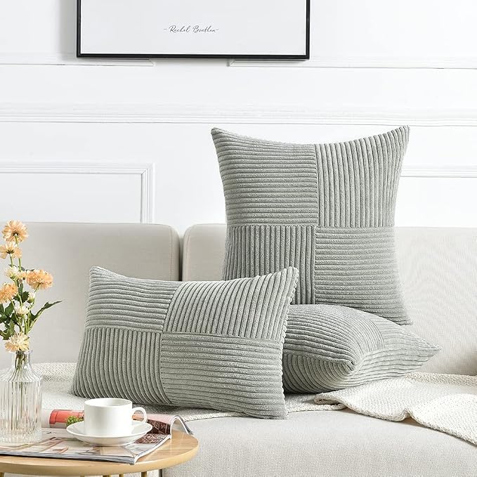 Fancy Homi 2 Packs Grey Decorative Throw Pillow Covers 20x20 Inch - Image 6
