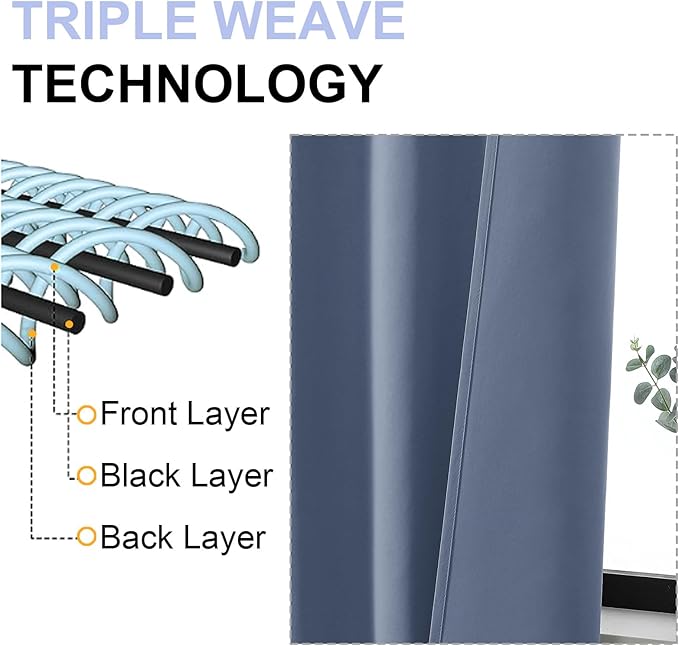Simplebrand Ava Denim Blue Blackout Curtains - Image 4