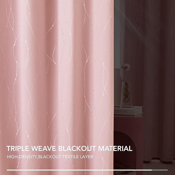 Deconovo Pink Curtains, Thermal Insulated Soundproof Curtain, 45 x 45 Inch Long - Image 5
