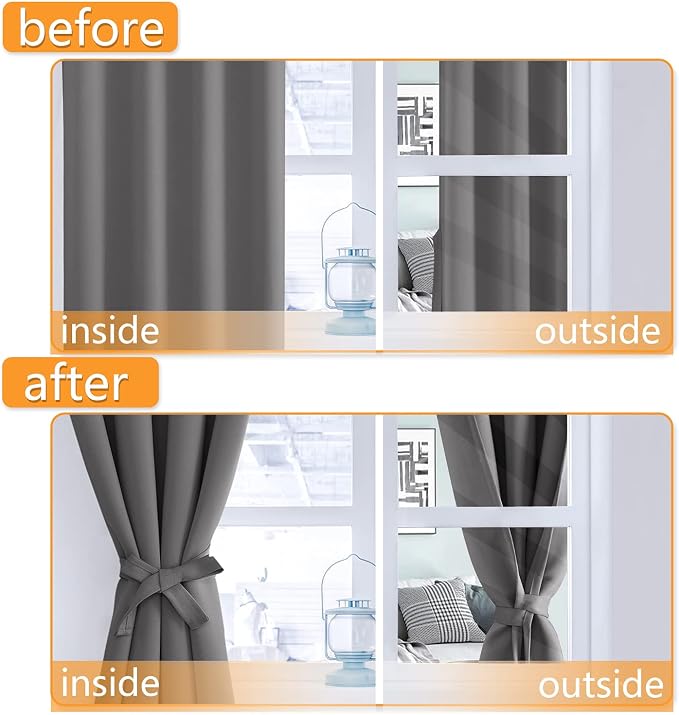 Blackout Curtains for Bedroom, 60 x 84 Inches Long, Light Grey | Thermal - Image 4