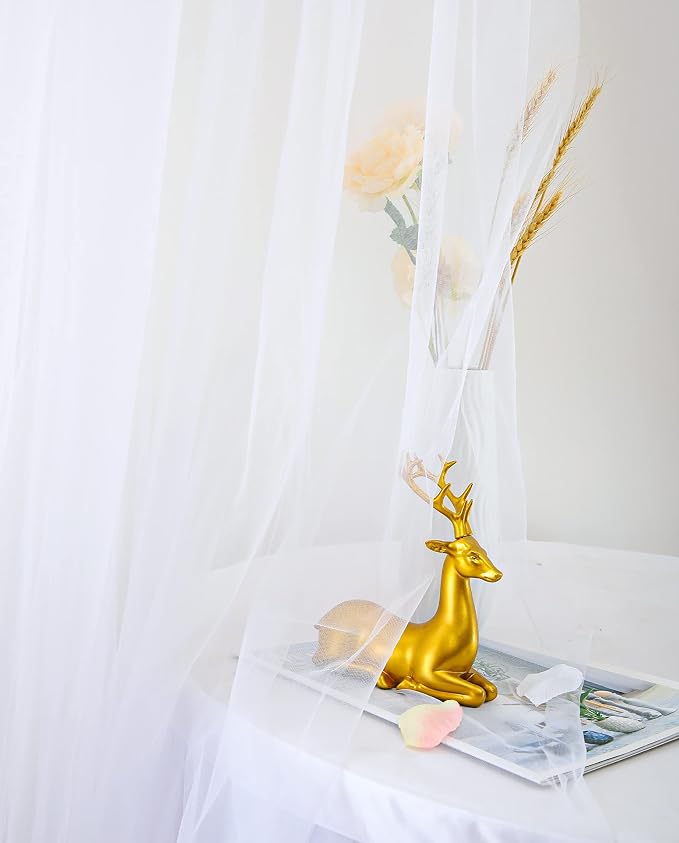 6 Panels White Sheer Tulle Backdrop Curtains - Image 7