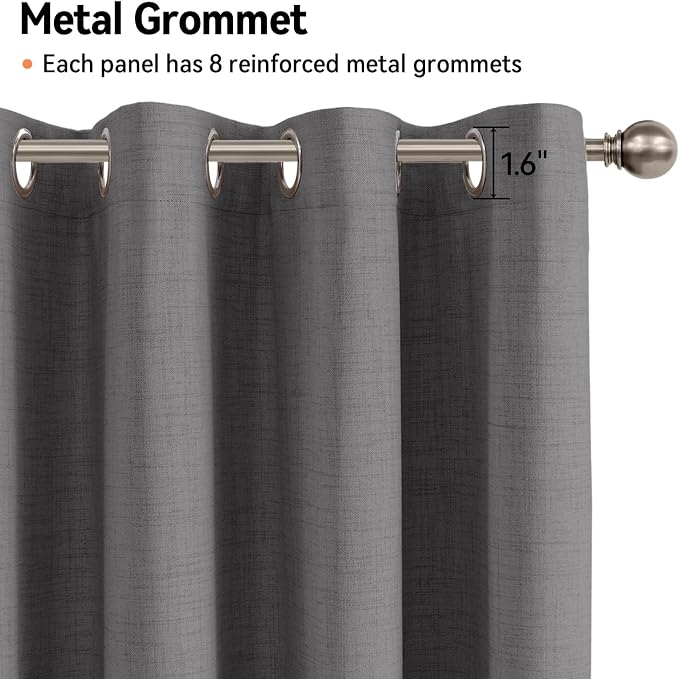 Curtains, Dark Gray, 2 Panels, Linen Textured Look, Thermal Insulated, Full - Image 5