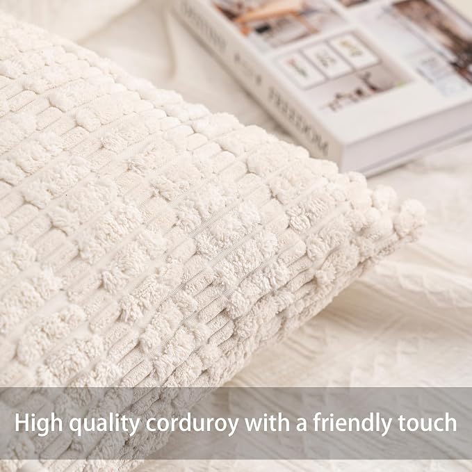Aegero Pack of 2 Corduroy Decorative Throw Pillow Covers 12x20 Inch - Image 2