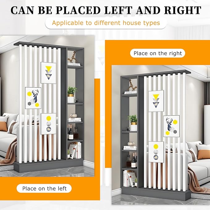 Wall Room Divider,Freestanding Room Divider with Shelves,Wood Room Divider Screen with Storage Cabinet, Wall Divider for Room Separation, for Home Office Decorative J 47.2×9.4×78.7in