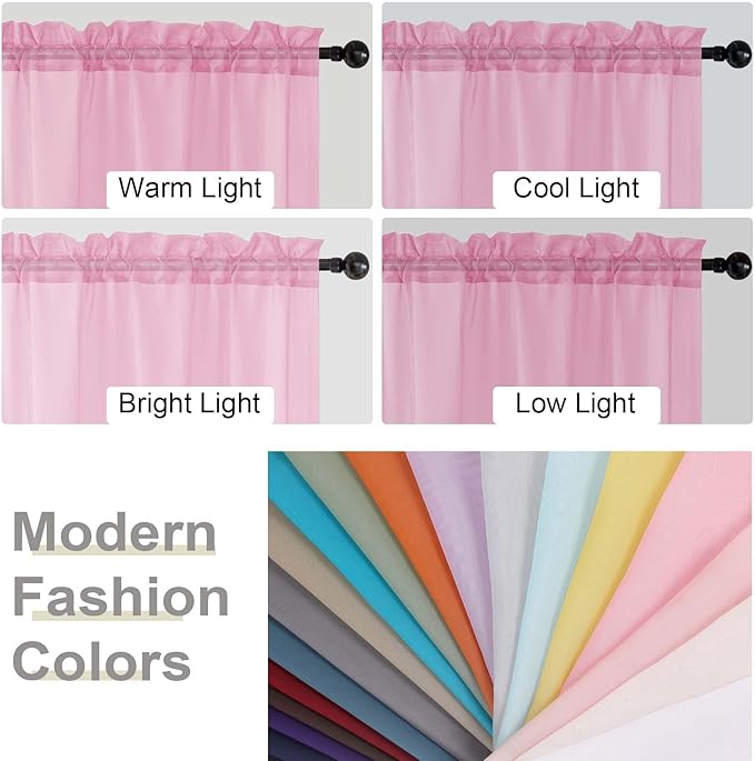 Sheer Pink Curtains for Bedroom Living Room 54 Inch Length 2 Panels Set - Image 7