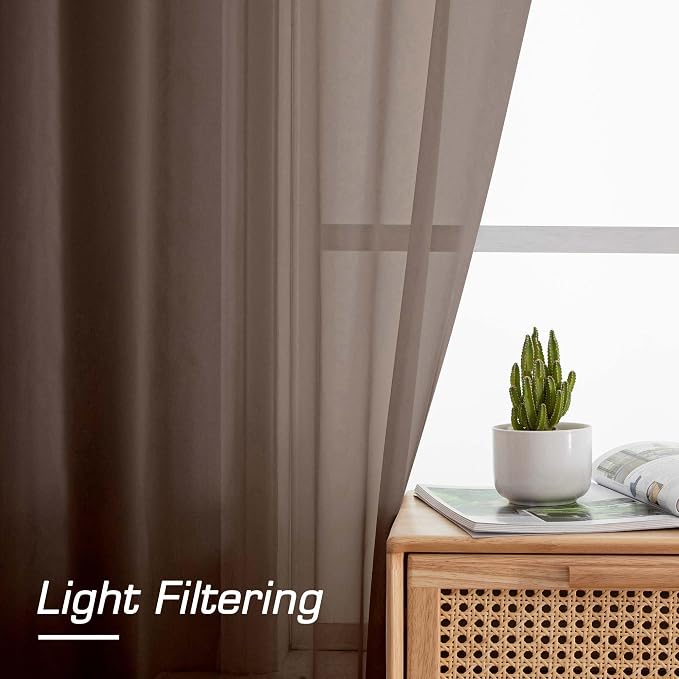 OWENIE Sheer Curtains 63 inch Length 2 Panels Set, Rod Pocket Voile Fimly Sheer - Image 3