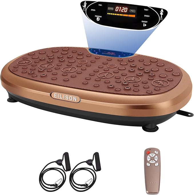 EILISON FitMax 3D XL Vibration Plate Exercise Machine - Whole Body Workout Vibration Platform w/Loop Bands - Lymphatic Drainage Machine for Weight Loss, Shaping, Wellness, Recovery