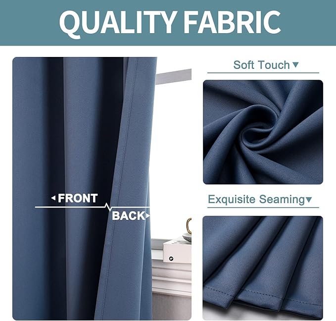 ChrisDowa Blackout Curtains for Bedroom and Living Room 80 Inches Long | 2 - Image 3