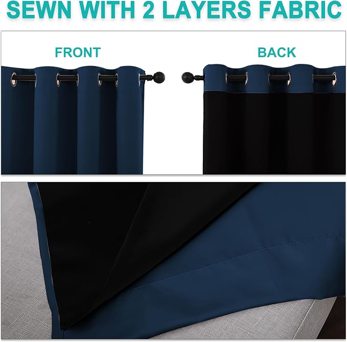 NICETOWN Moroccan Blue 100% Blackout Curtains 2 Panels - Image 5