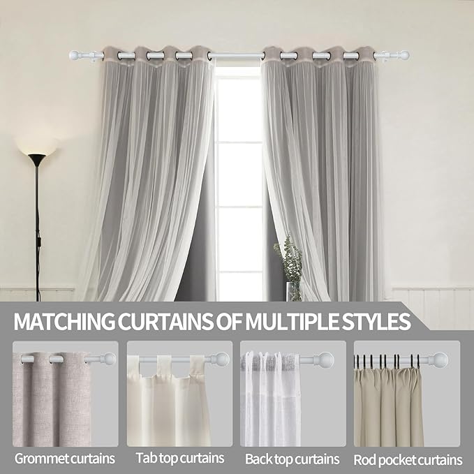 Thestoa Curtain Rods for Windows 48 to 84-92 Inch, Stainless Steel Rods for - Image 6