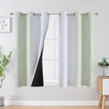 Estelar Textiler Sage Green and Greyish White Ombre Blackout Curtains 45 Inch by ESTELARTEXTILER
