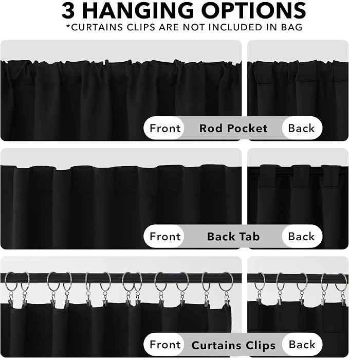 Deconovo Blackout Curtains, Thermal Insulated, W52 x L45 2 Panels, Back Tab - Image 2