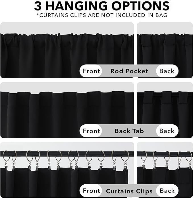 Deconovo Blackout Curtains, Thermal Insulated, W52 x L54 2 Panels, Back Tab - Image 2