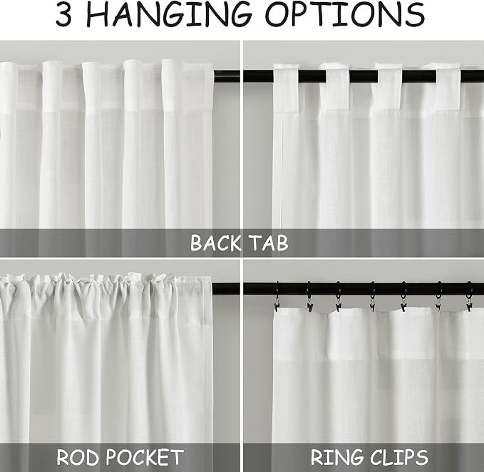 Linen Off White Curtains 120 inch Extra Long - Image 2