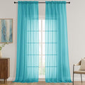 OVZME Turquoise Sheer Curtains 120 Inches Long 2 Panels Set, 59 Inch Extra Wide by OVZME