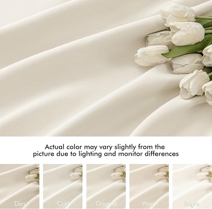MIULEE Beige White Back Tab Blackout Curtains 52x120 Inch Long 2 Panels Set | - Image 8