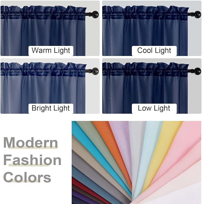 Kitchen Curtains 24 Inch Length Tier 2 Pieces, Cafe Bathroom Basement Rod - Image 5