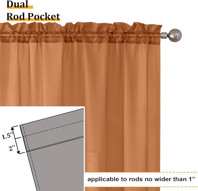 Aiyufeng Orange Sheer Curtains 45 inches Long, Short Kitchen Window Treatment - Image 4
