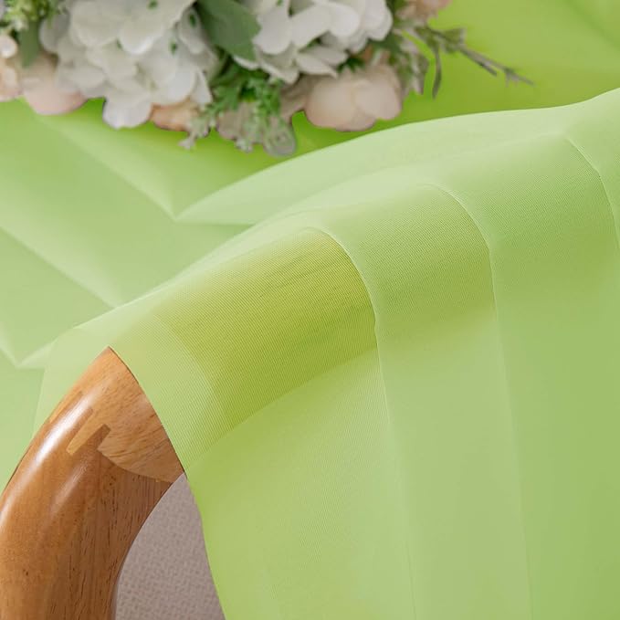 OWENIE Short Lime Sheer Curtains 30 Inch Length 2 Panels Set, Kitchen Curtains - Image 6
