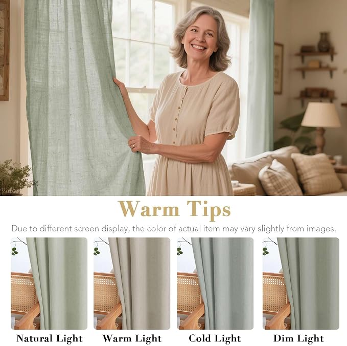 H.VERSAILTEX Elegant Linen Semi Sheer Blended Curtains Privacy Protection Light - Image 3