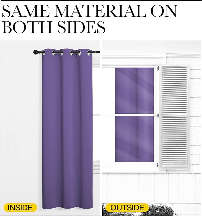 NICETOWN Blackout Curtains for Bedroom, Lilac Purple, 42 W by 80 L, Thermal - Image 5