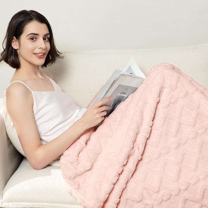 Aganear Fleece Throw Blanket for Bed Couch 90"x90" Pink | Lightweight Fuzzy - Image 4