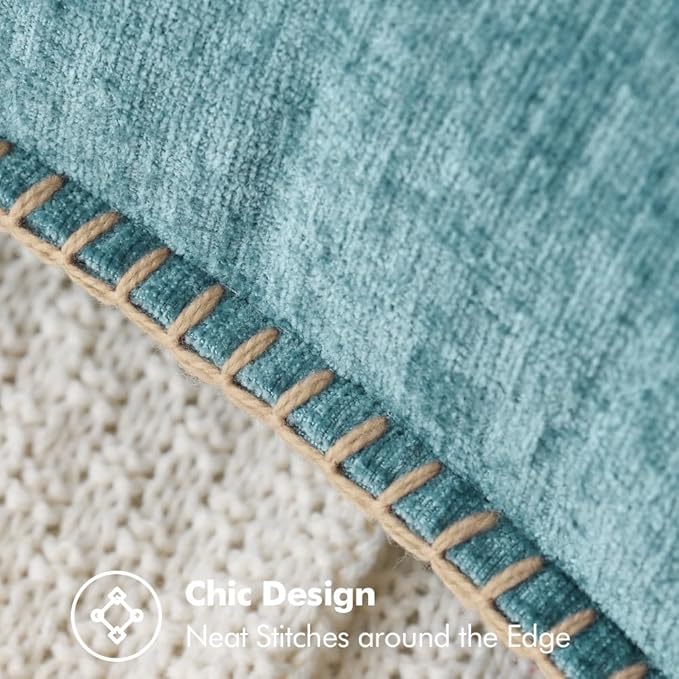 MIULEE Pack of 2 Couch Throw Pillow Covers 20x20 Inch Smoke Blue Farmhouse Decorative Pillow Covers with Stitched Edge Soft Chenille Solid Dyed Spring Pillow Covers for Sofa Bed Living Room