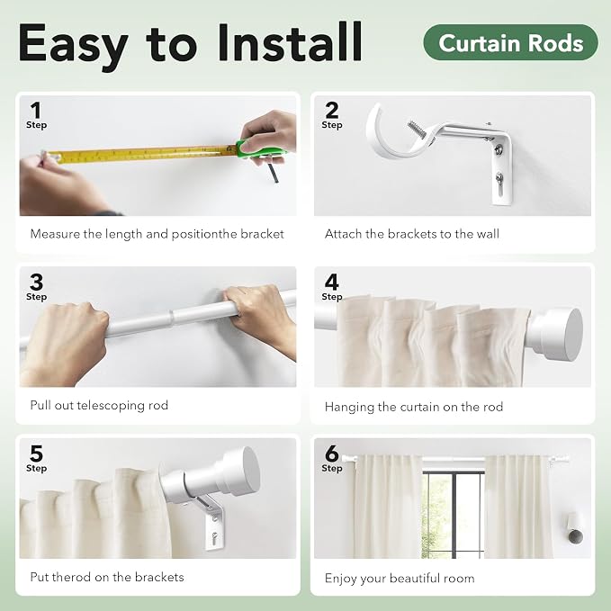 IFELS Heavy Duty Curtain Rods for Windows 28 to 48 Inch, 1 Inch Adjustable - Image 8