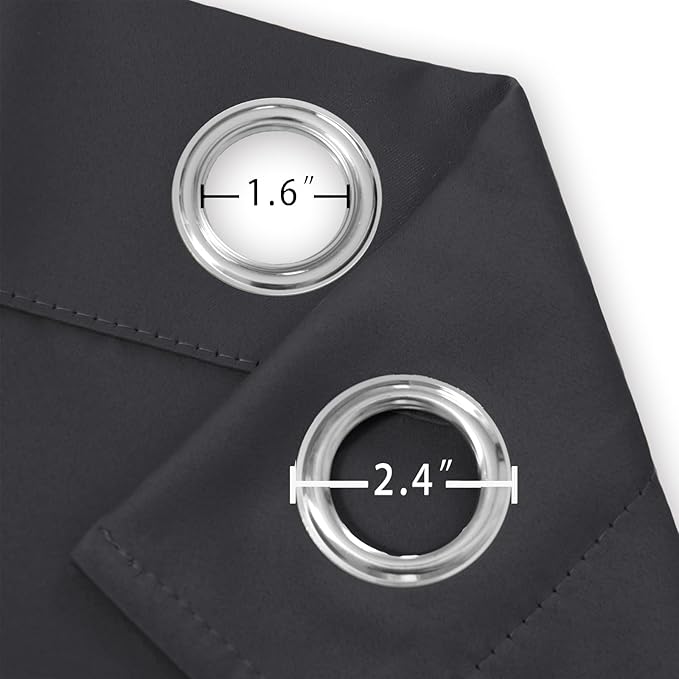Dark Grey Thermal Blackout Curtains/38 x 84 Inch/Set of 2 Panels Room Darkening - Image 5