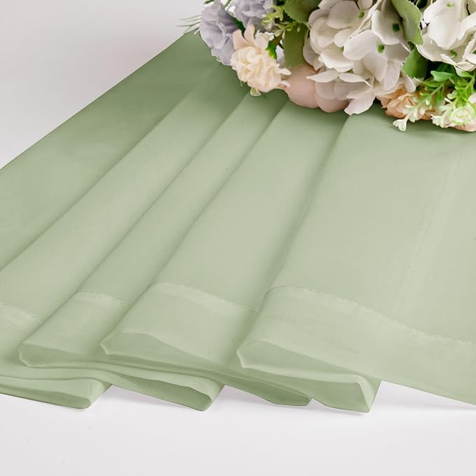 Chyhomenyc Light Green Sheer Curtains 36 inch Length 2 Panels Set, Light - Image 7