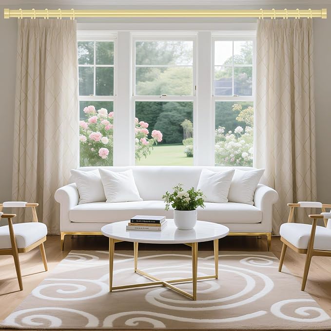 VOIIY Gold Curtain Rods for Windows 66 to 120 Inch, Size:36-120 Inch - Image 2