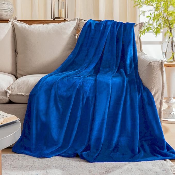 Royal blue Fleece Plush Throw Blanket 50"x60"for Couch Fuzzy Cozy Flannel | by JIAHANNHA
