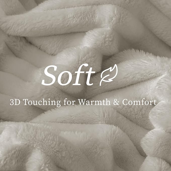 BEDELITE Striped Fleece Throw Blanket, Light Grey, Soft Cozy, Lightweight Warm - Image 5