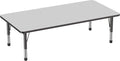 FDP Rectangle Activity School and Classroom Kids Table (36 x 72 inch), Toddler Legs, Adjustable Height 15-24 inches - Gray Top and Black Edge