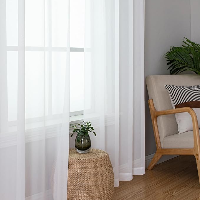 Aiyufeng 2 Pack: Basic White Sheer Curtain Drapes - Image 2