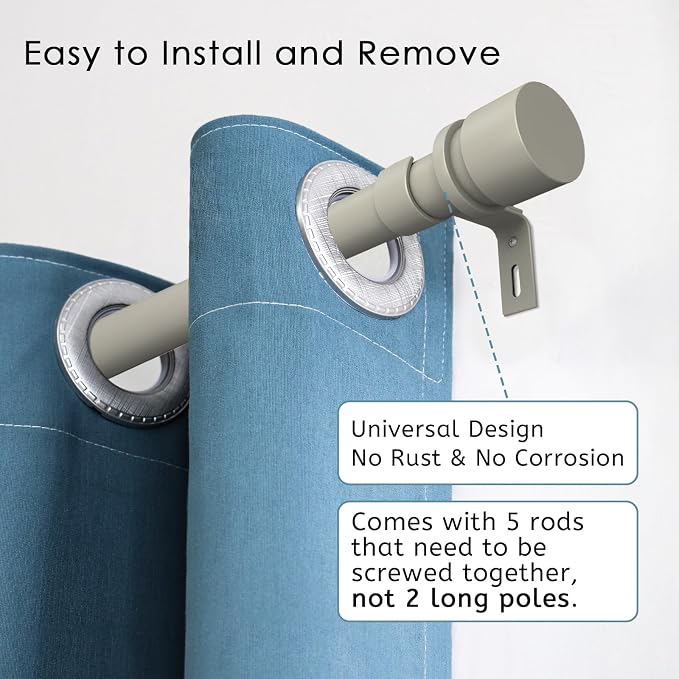 Byondeth Curtain Rods for Windows 16 to 88 Inches Adjustable Length 1 Inch - Image 2