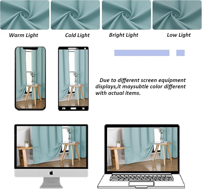 Simplebrand Ava Aqua Short 24 Inches Blackout Curtain 2 Panels Set, Half Window - Image 8